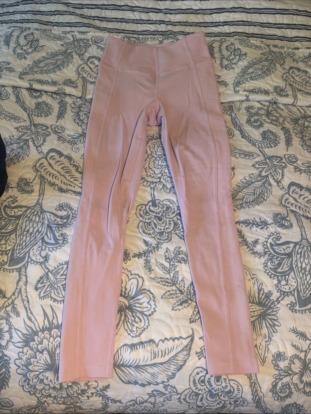 Zella Pink Ribbed High-Rise Leggings